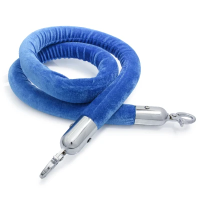 Afzetkoord Lichtblauw - Velours - 32 mm - Chroom haken