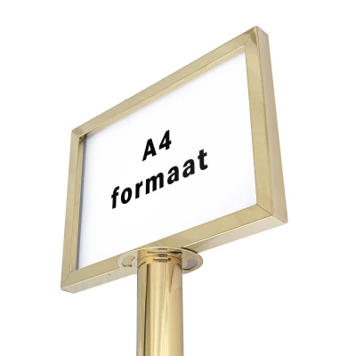 Display voor afzetpaal met koord - Messing - A4