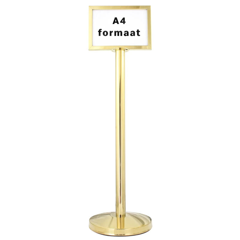 Afzetpaaltje met goud display - A4 formaat