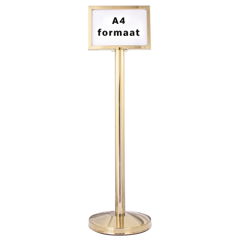 Afzetpaaltje met A4 display - Goud