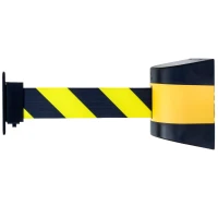 Wand bevestiging met geel/zwart lint