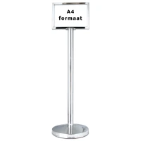 Afzetpaaltje chroom met a4 formaat display