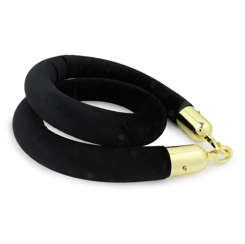 Afzetkoord zwart met gouden haken