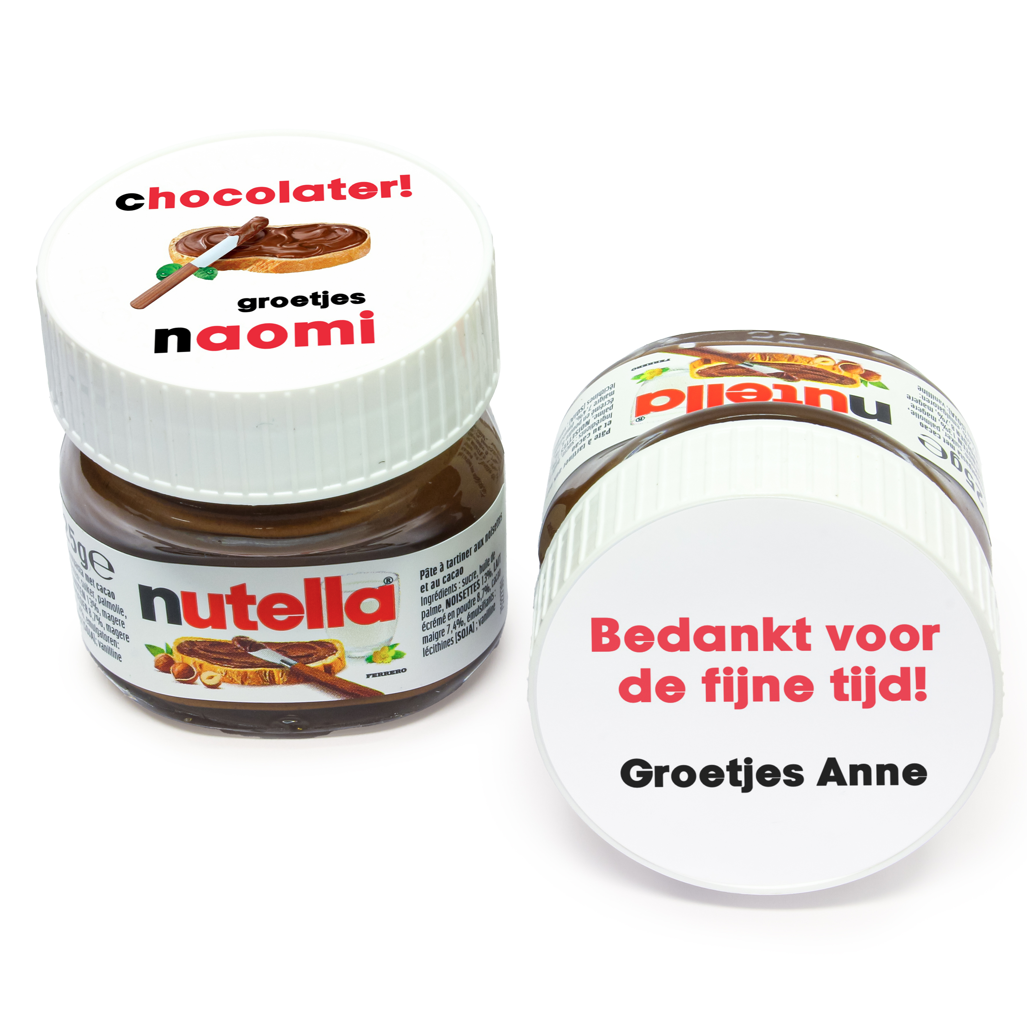 Nutella potje als bedankje - met persoonlijke tekst of logo