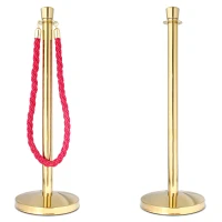Afzetpaaltjes set messing/goud met rechte kop en luxe koord