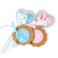 Geboorte bedankje - Hartje op steel - Blauw of Roze