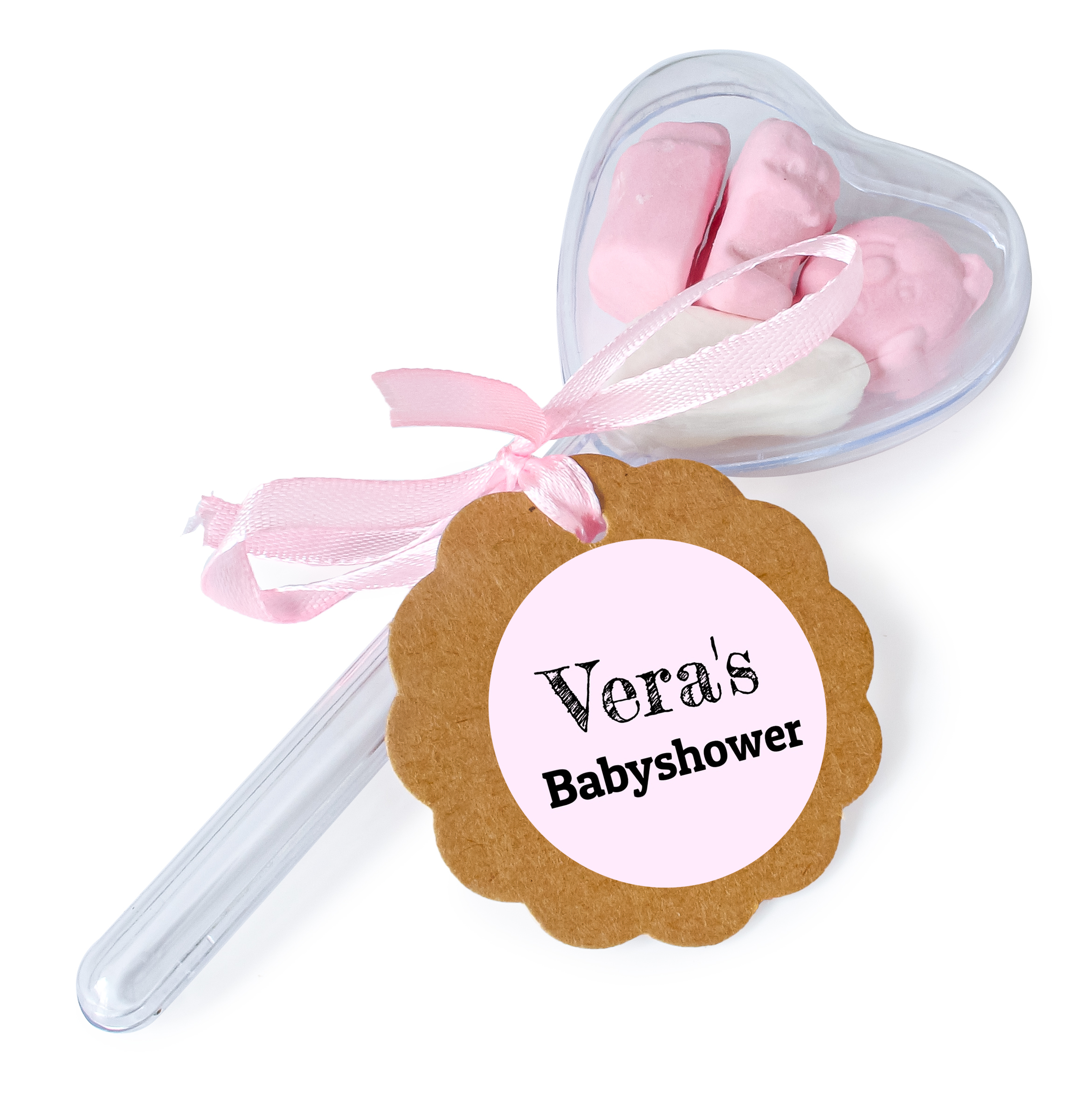 Babyshower gepersonaliseerd bedankje - Hartje op steel 