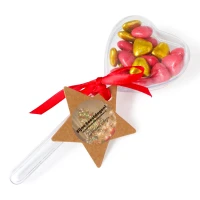 Feestdagen bedankje - hartje op steel met snoep en persoonlijke boodschap