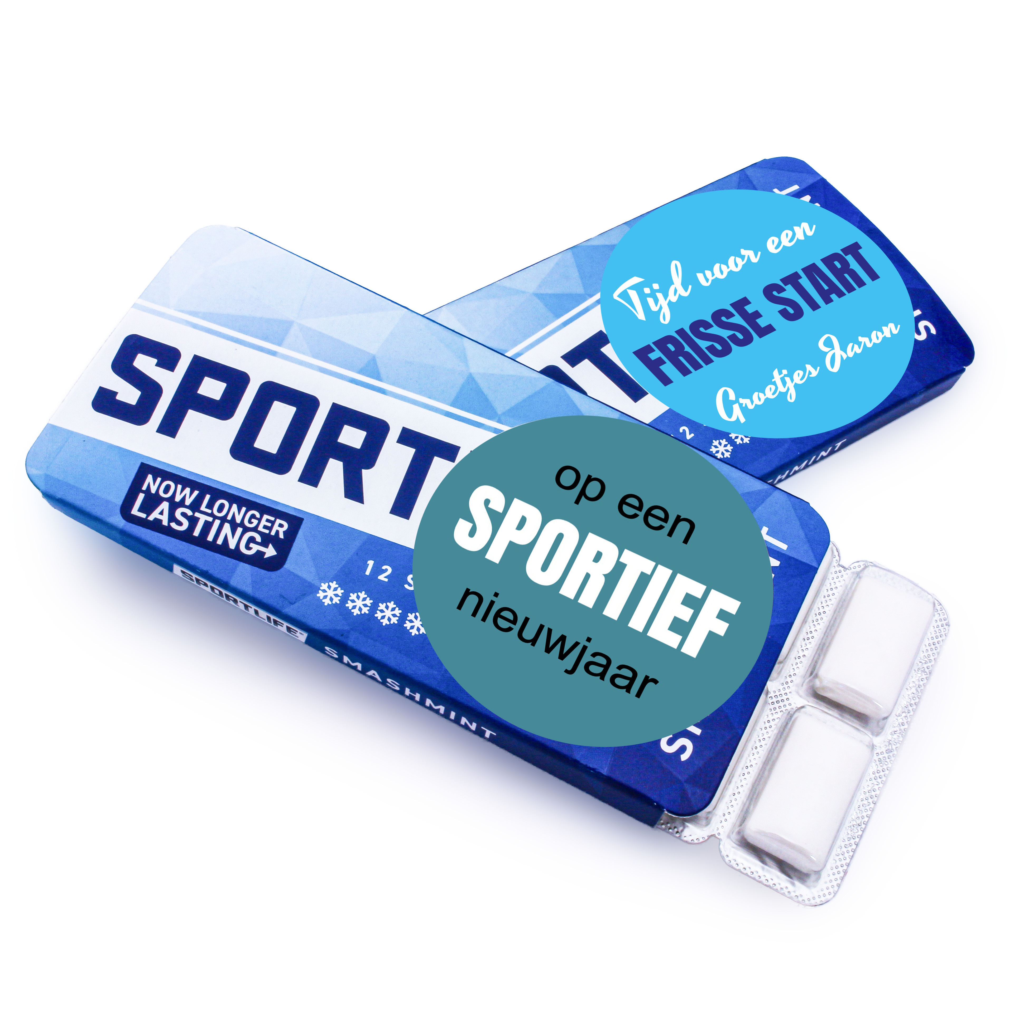 Kauwgompakjes Sportlife gepersonaliseerd - Nieuwjaar bedankje