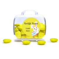 Klein Paas cadeautje - Koffertje met gele chocolaatjes