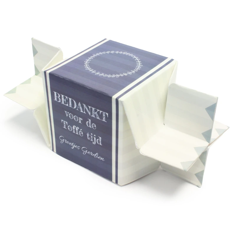 Toffee bedank doosje wit met tekst
