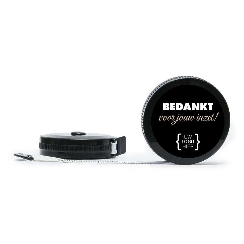 Rolmaat bedankje met zwart logo - Zakelijk bedankje