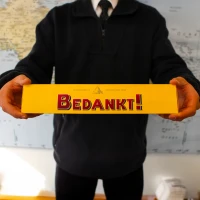 Toblerone met tekst in handen