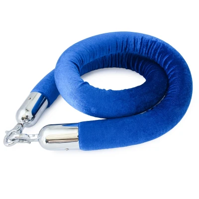 Afzetkoord Blauw - Velours - 40 mm - Chroom haken