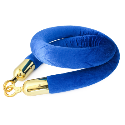 Afzetkoord Blauw - Velours - 40 mm - Messing haken