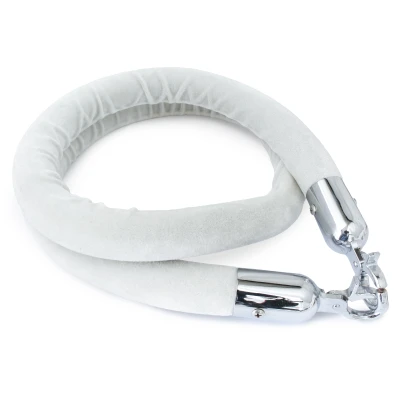 Afzetkoord Wit - Velours - 32 mm - Chroom haken