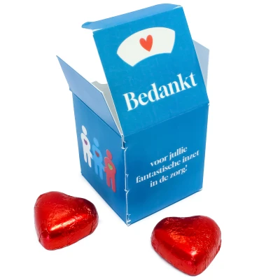 Verpleging bedankdoosje met hartjes