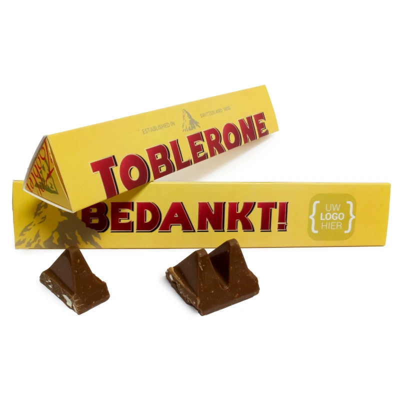 Toblerones met tekst en logo als zakelijk cadeau