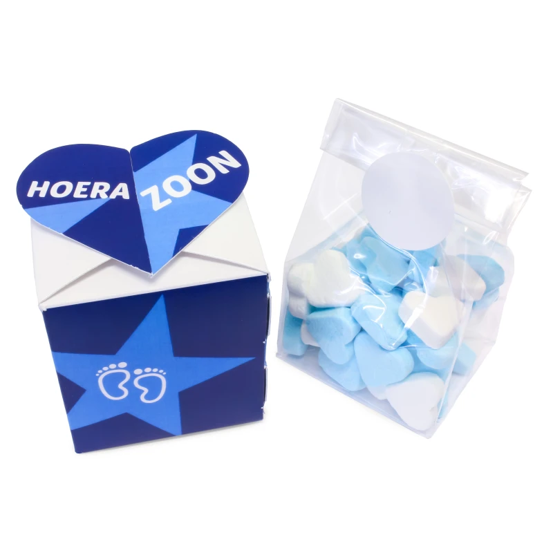 Kraam bedankje - Doosje met hart sluiting - Blauw