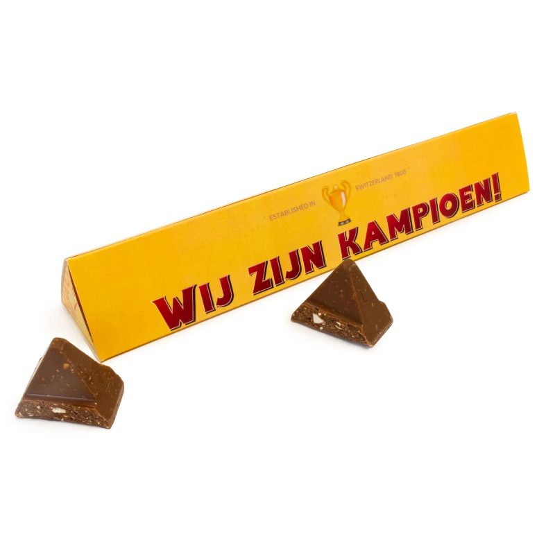 Toblerone met tekst voor voetbal kampioen team