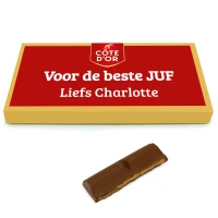 Côte d'Or reep met naam voor de juf