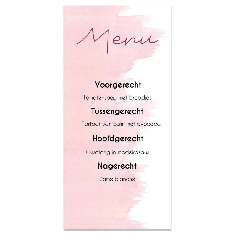 Menukaart 21 diner roze