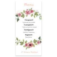 Menukaart - 21 diner - bloemen