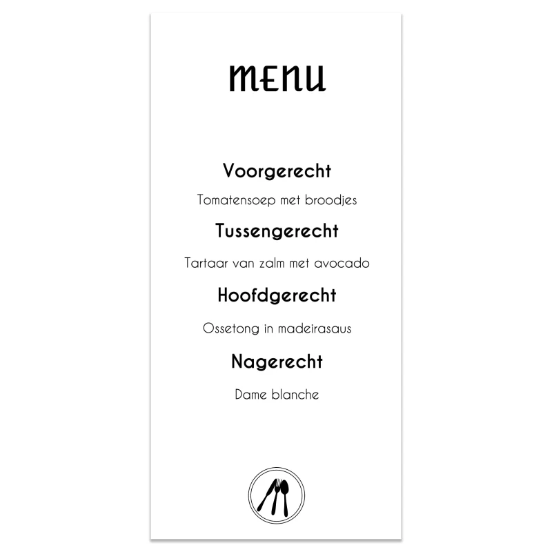 Menukaart - zakelijk - zwart wit