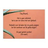 Kaartje of Ansichtkaart - Oranje met Cactus - Bedankje - A6