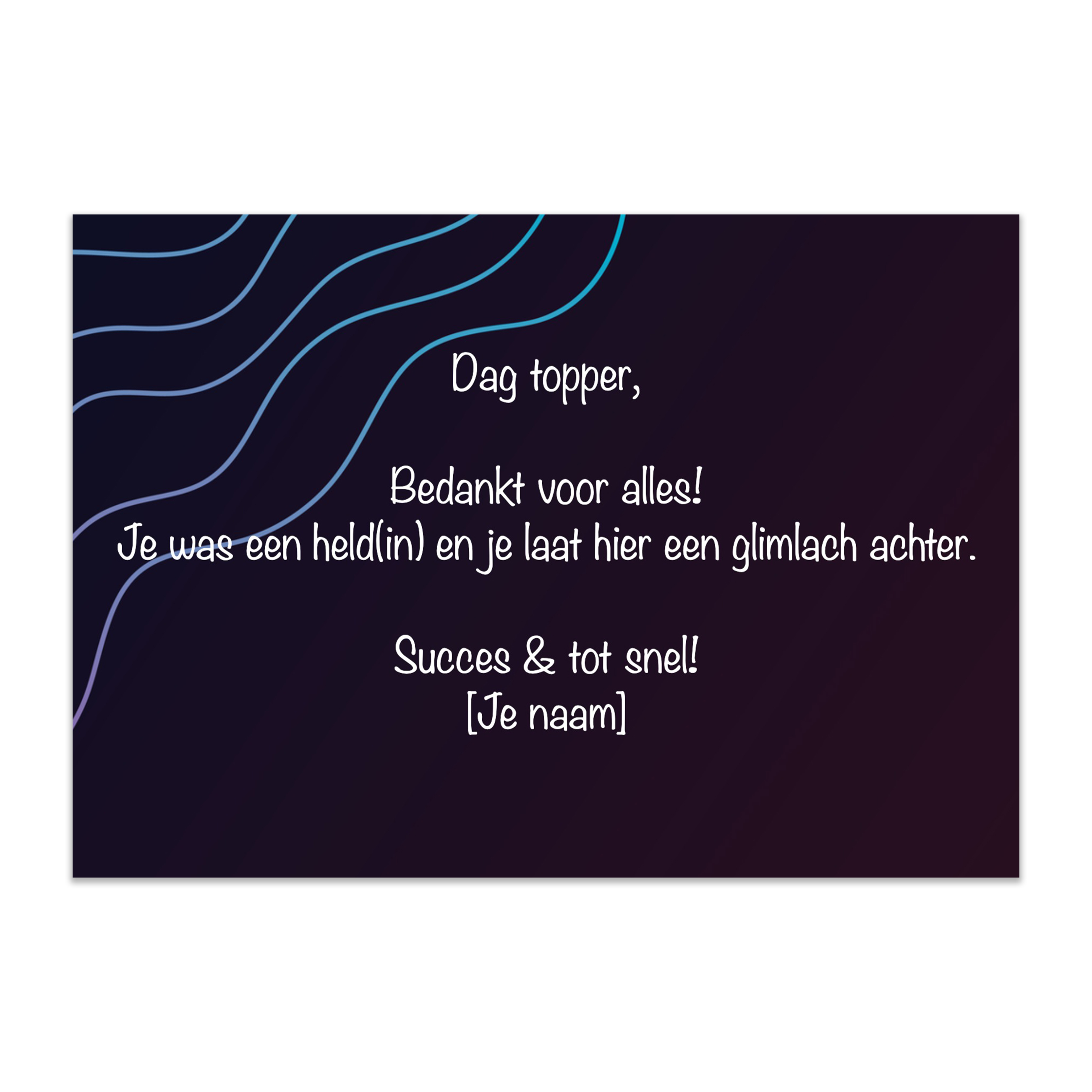 Kaartje of Ansichtkaart - Donker - Bedankje - A6