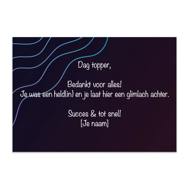 Kaartje of Ansichtkaart - Donker - Bedankje - A6