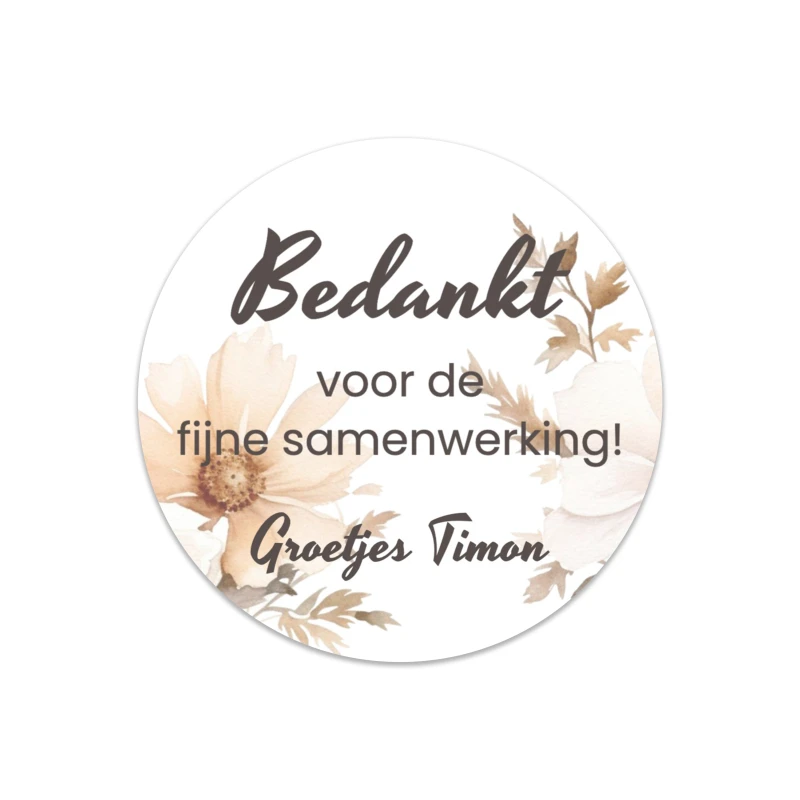 Sticker - Rond - Bloemen - 30mm