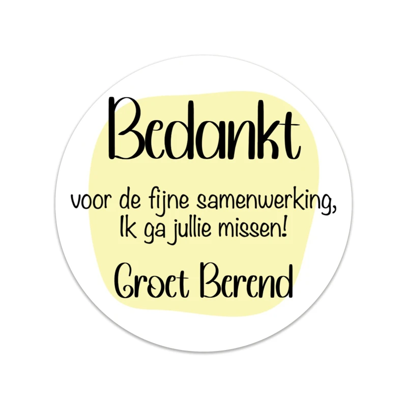 Sticker - Rond - Bedankt Samenwerking - 40mm