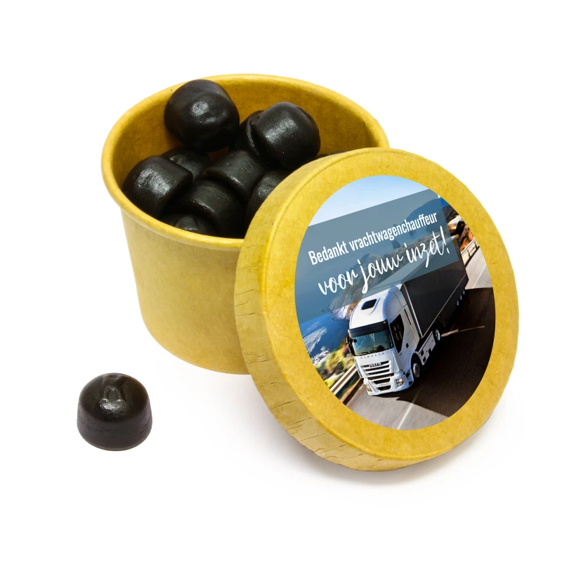 Bedankje voor dag van de chauffeur met dropjes