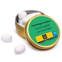 Chauffeur bedankje - Goud blikje met pepermunt