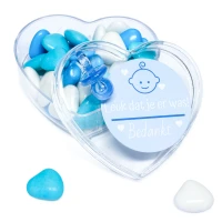 Blauw hart doosje met speen - Geboorte bedankje