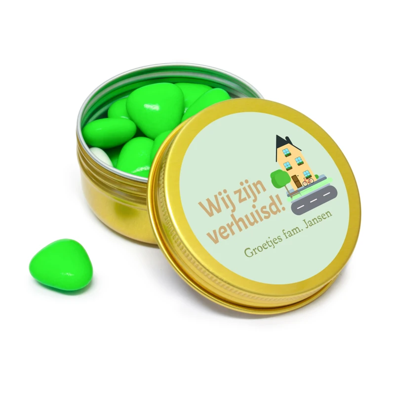 Housewarming bedankje - Goud blikje