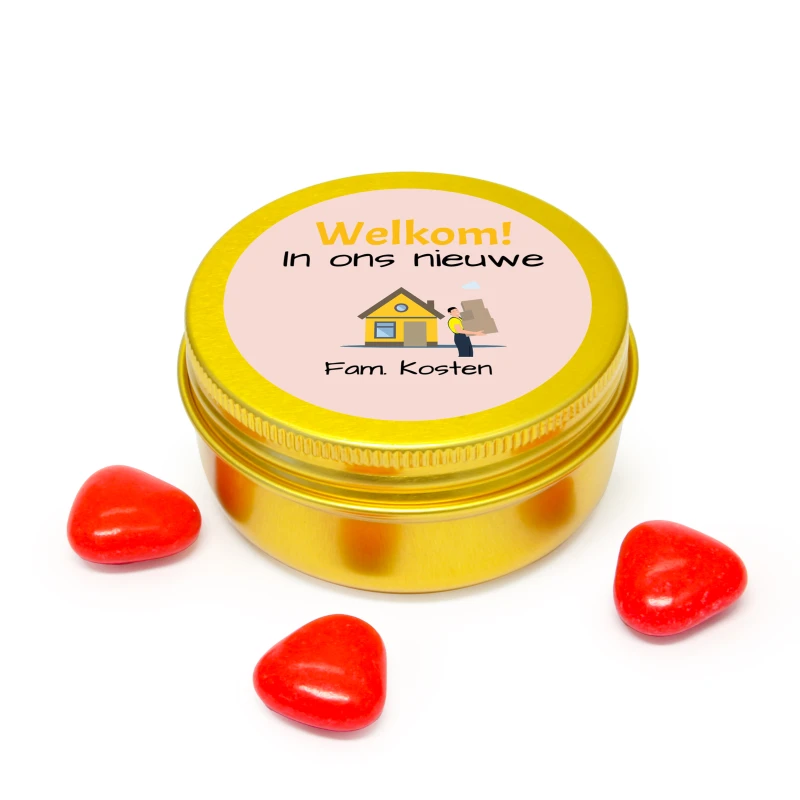 Housewarming bedankje - Goud blikje