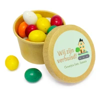 Housewarming bedankje - Kraft bekertje met snoep