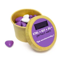 Secretaresse bedankje - BIO bekertje met paarse snoepjes