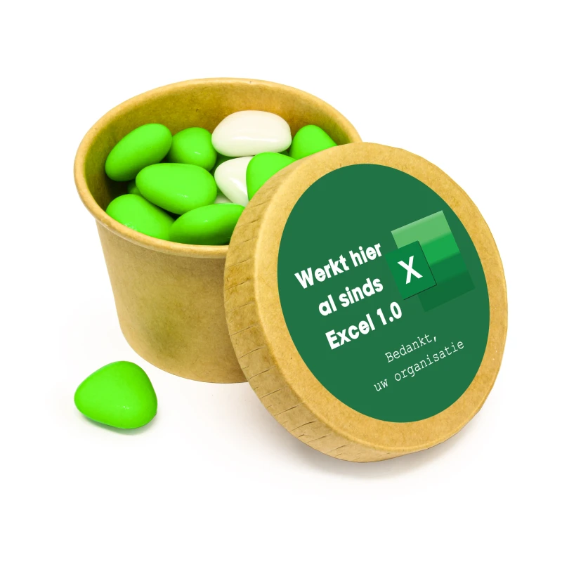 Jubileum bedankje - BIO bekertje met Excel print