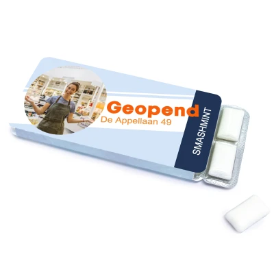 Gepersonaliseerd kauwgompakje voor Openingsfeest