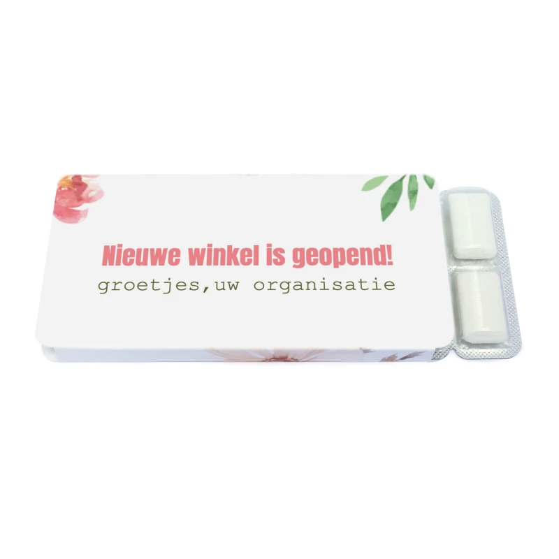 Openingsfeest kauwgom pakje met eigen tekst