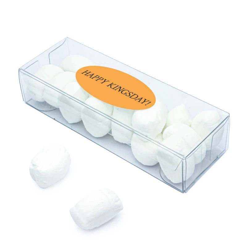 Transparant koningsdag doosje als bedankje - Oranje/wit