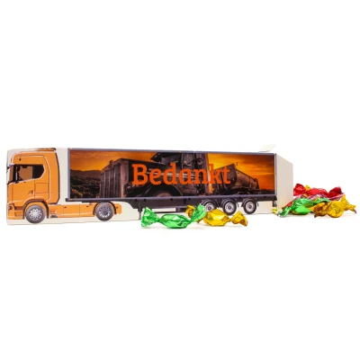 Vrachtwagen doosje - Gepersonaliseerd - Gevuld met snoepjes