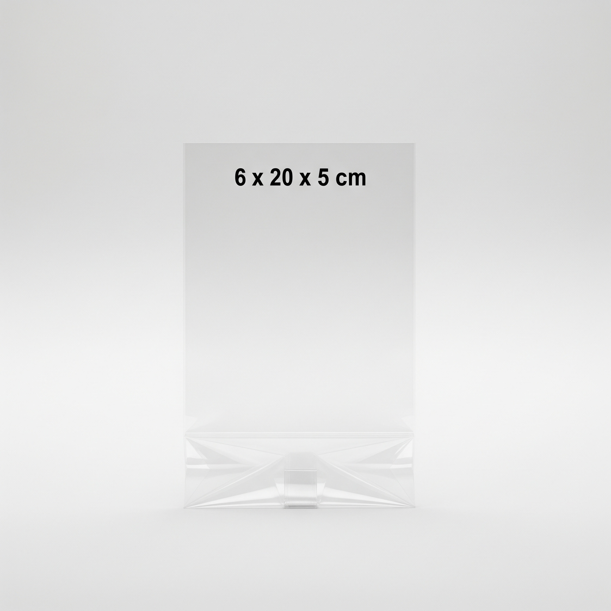 Transparant zakje met kruisbodem - 6 x 20 x 5 cm