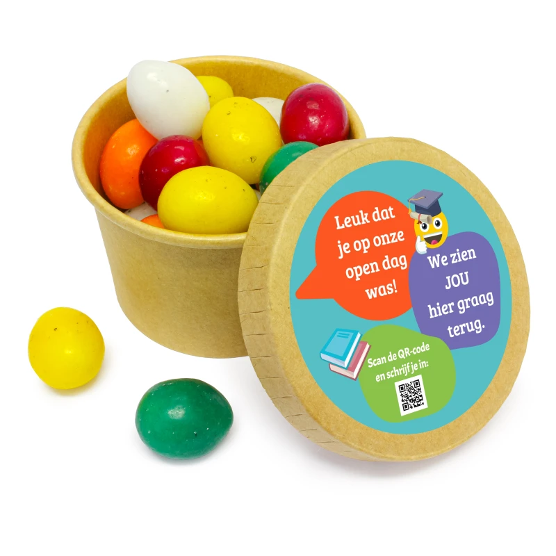 Opendag of Introductiedag bedankje - Met QR code - Kraft beker