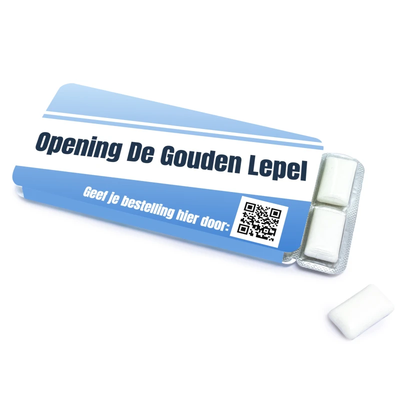 Kauwgom pakje met eigen print met QR code