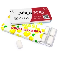 Kauwgompakjes met QR code en namen