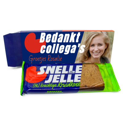 Gepersonaliseerde Snelle Jelle kruidkoek - Bedankje voor collega's